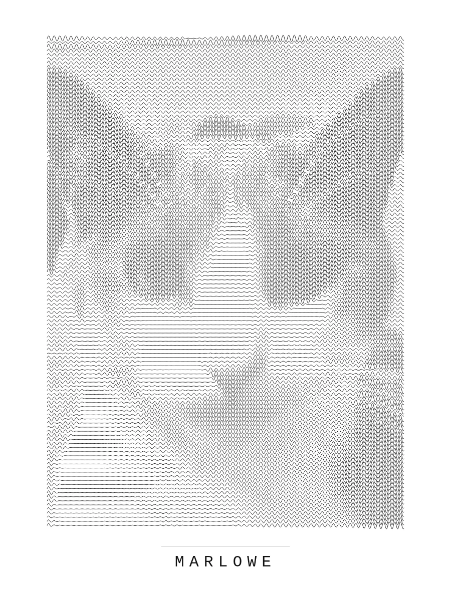Plotted wave line portrait of a dog